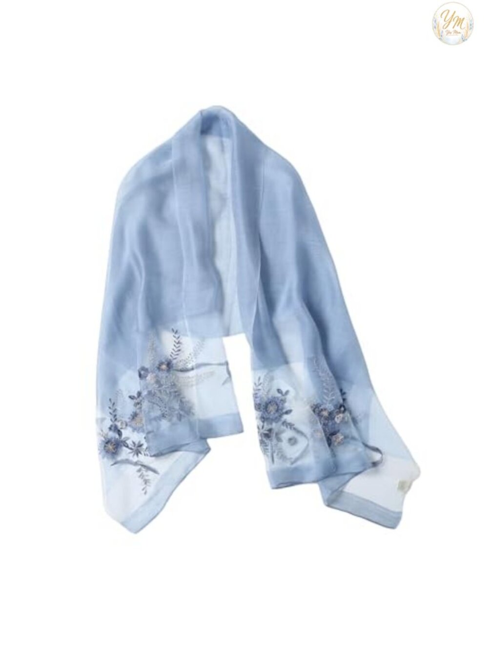 Silk Blend Embroidered Floral Shawl Wrap Scarf for Evening